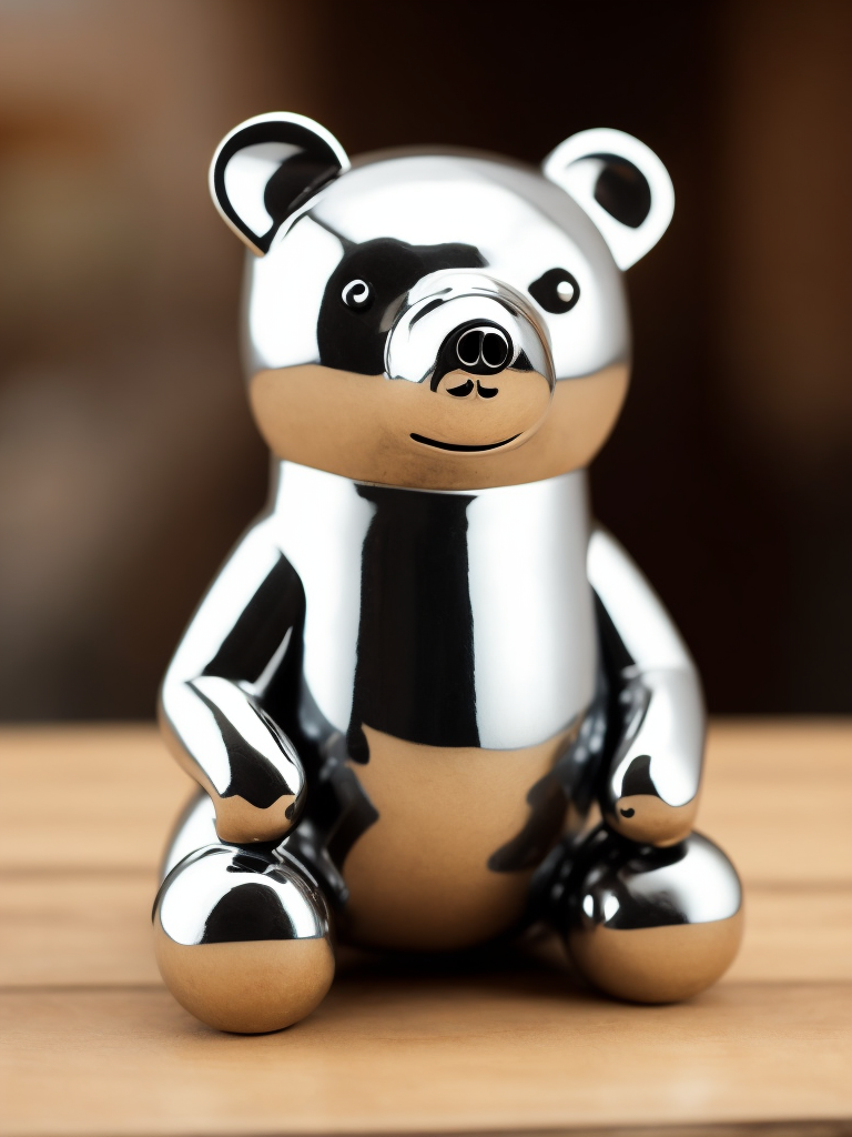 small chrome figure of a bear toy