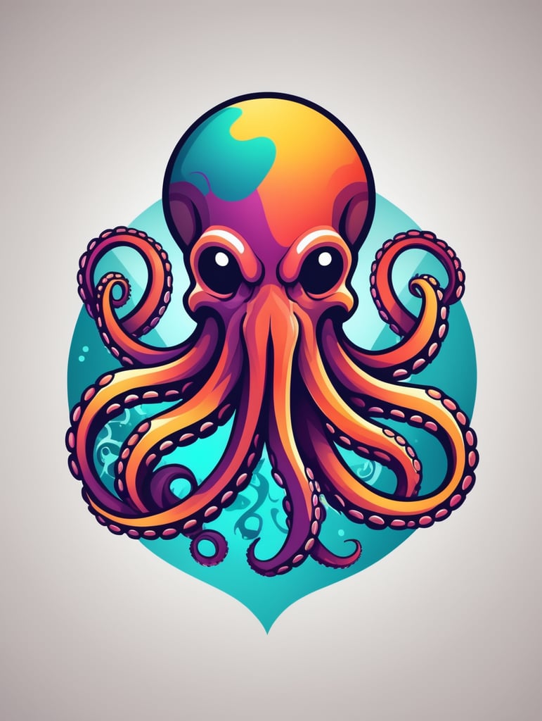 Octopus logo, bright colors, Gaming Logo, vector image