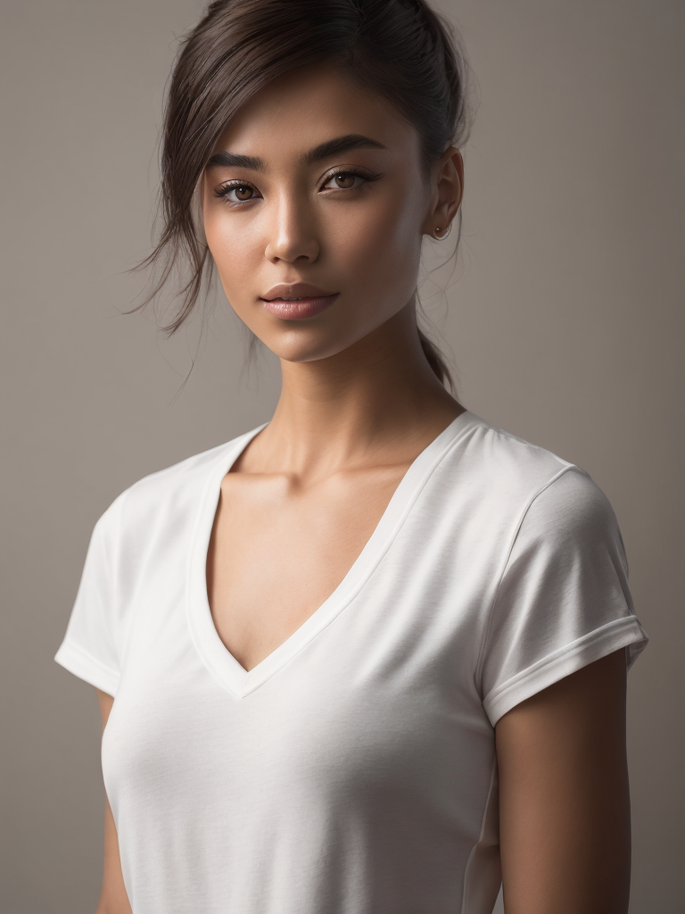 a women wearing white t-shirt