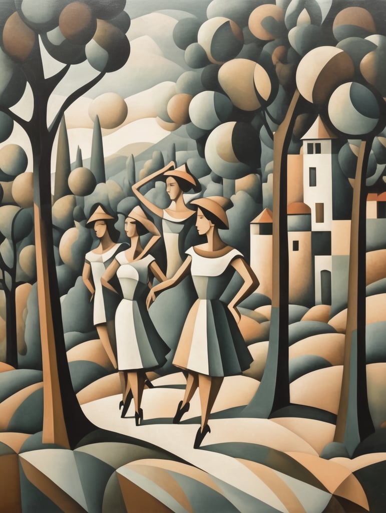 Paisaje cubista con bailarinas