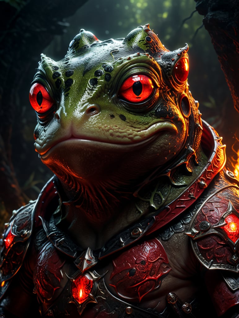 frog in the diablo fantasy style dark fantasy like hero portret black and red light