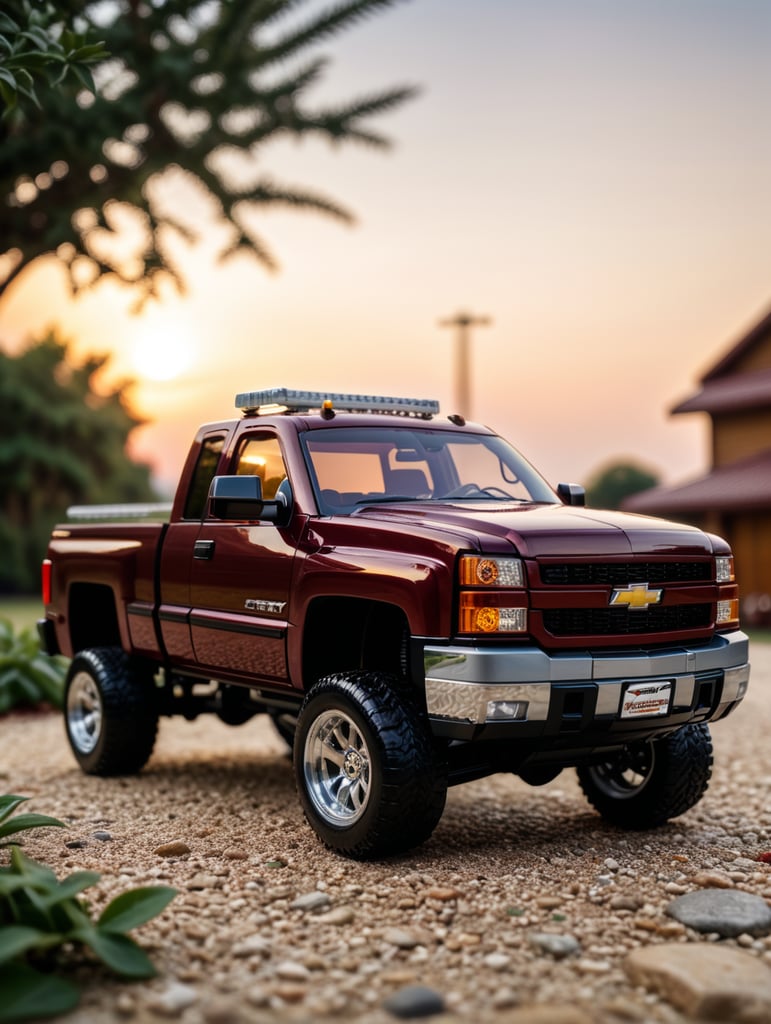 A maroon 2004 chevy silverado but as a lego set