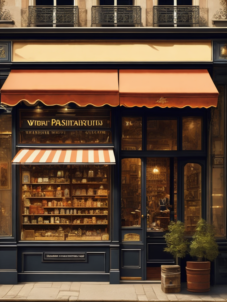 A highly detailed digital image of vintage shop, parisian, french concept art, intricate, detailed illustration, sharp, masterpiece