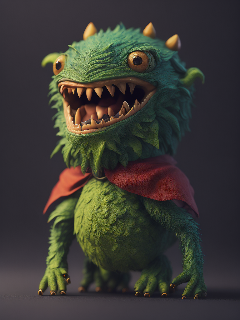 Cute monster toy, Vivid saturated colors, studio photo, professional photo, Rich colors, Detailed image, 3d render, octane render, gradient background