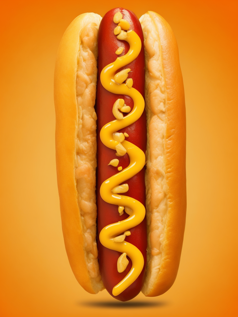 hot dog, warm colors, orange background