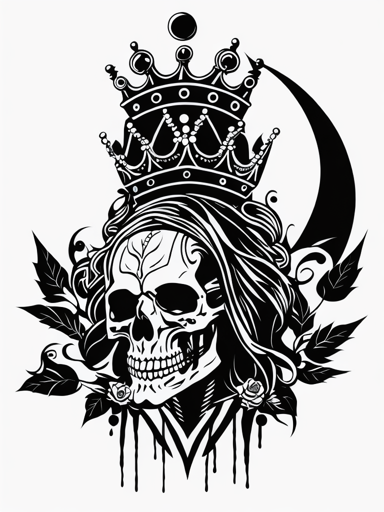 A vector art of a queen skeleton tattoo