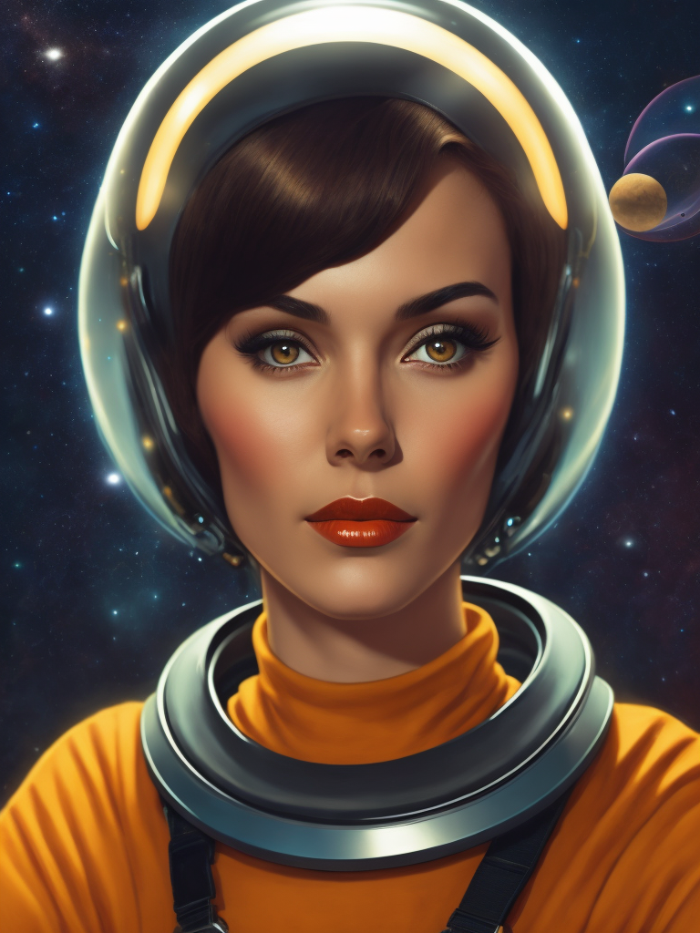 Portrait of a retro scifi space woman, by john willie