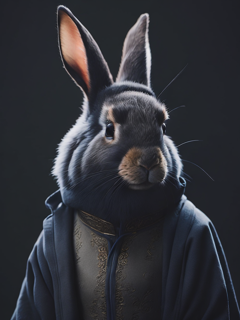 A rabbit in a chinese coat