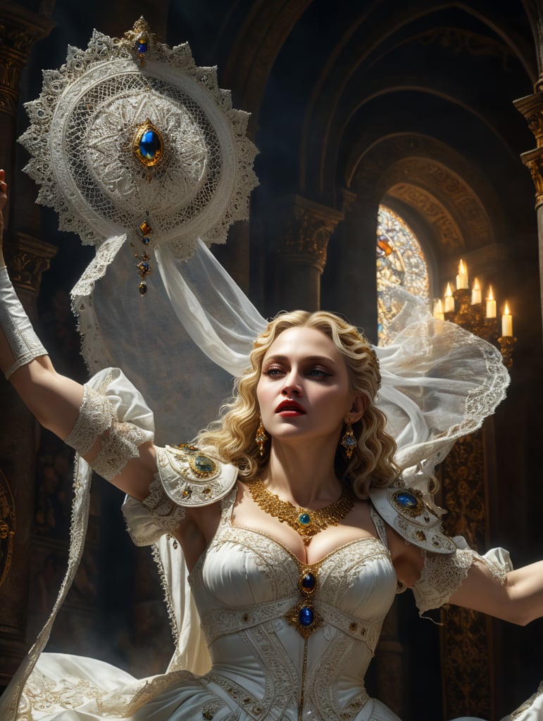 Madonna in white drees renaissanse