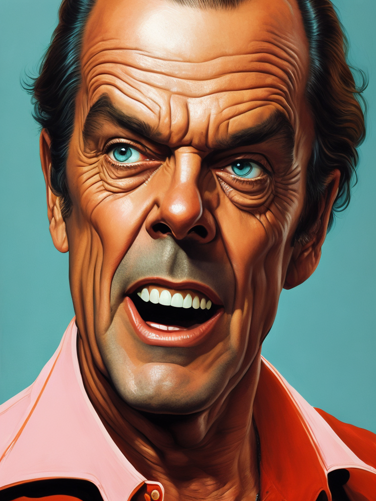 Jack Nicholson, Hero portrait, Illustration, Painting, Comic, Acrylic, Gouache, Ink, Cover, Art, UK, style of Glenn Fabry