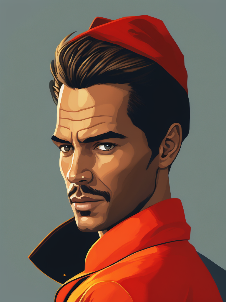 Portrait of a Man from GTA Game, vector art, flat colors
