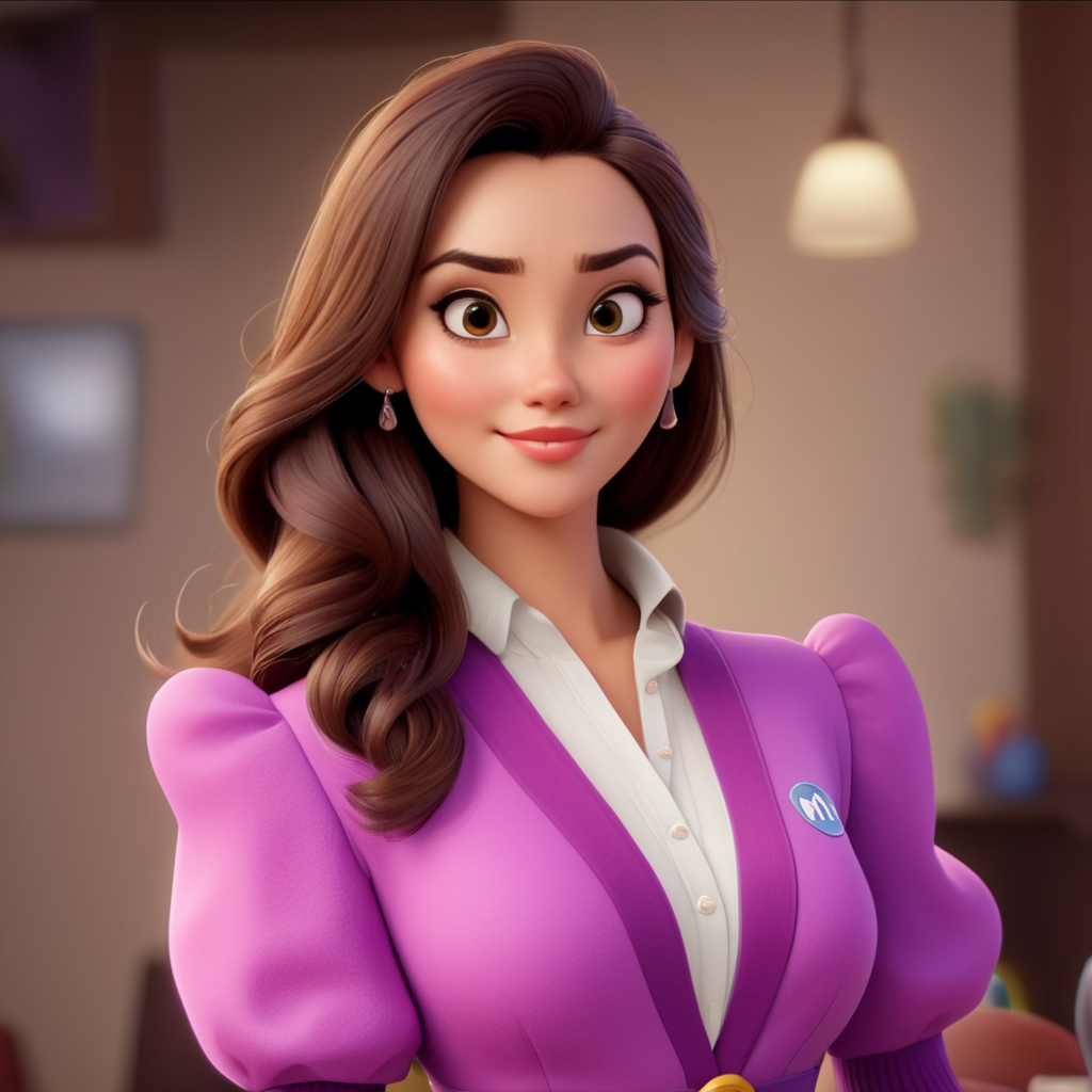 Beautiful woman, disney pixar style