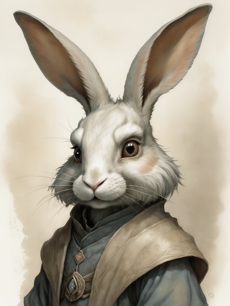 A bunny character in the style of Brian Froud