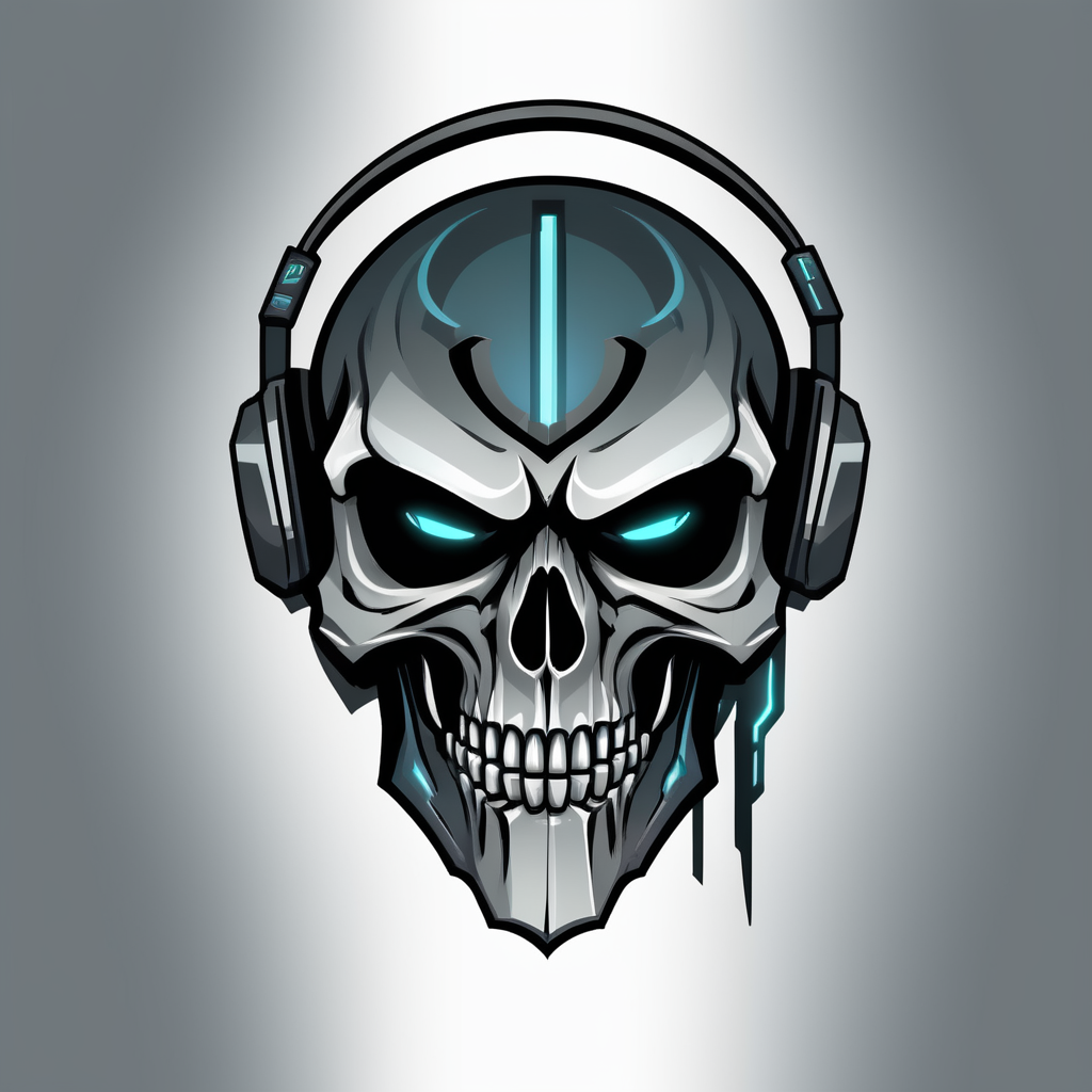 Skull Gaming Logo, futuristic reaper, vector image