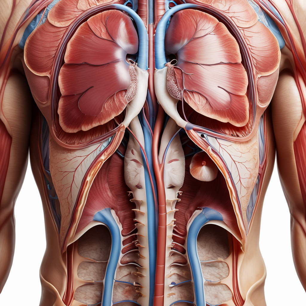 human kidney and bladder anatomy, detailed , octane, blank background , anatomy,