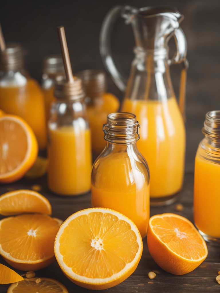 a bottles with homemade orange juices
