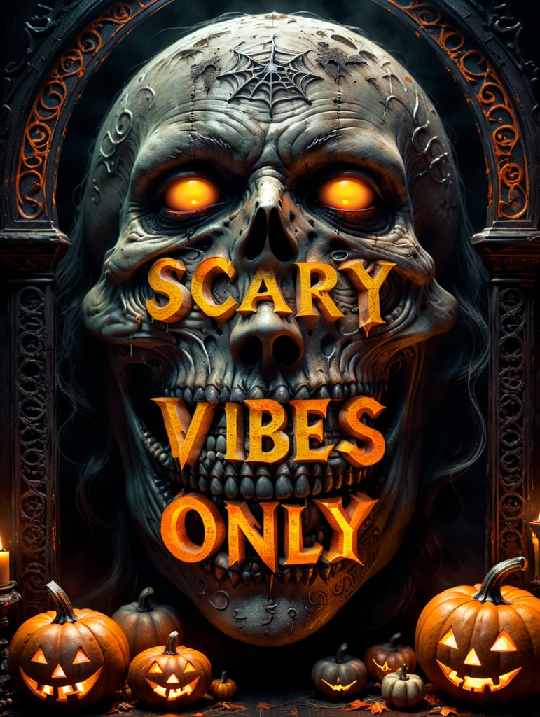 'Scary Vibes only' text effect Retro Halloween