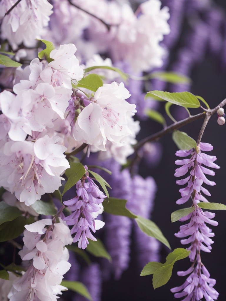 Wisteria and cherry blossom