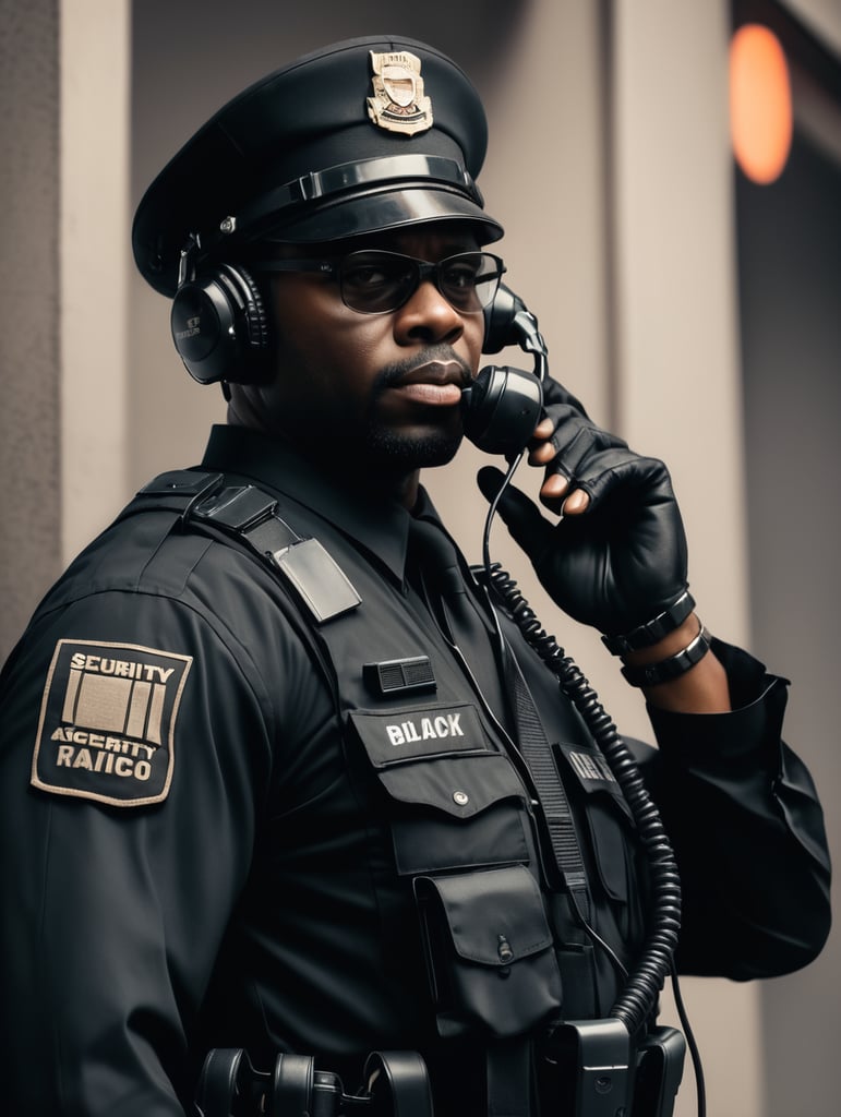 black security agent call on radio