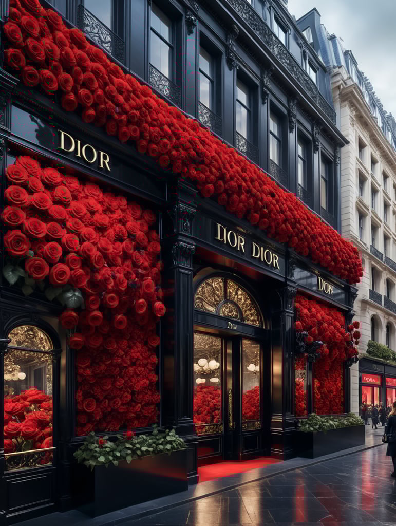 Dior flagship store in London to be covered in red and black roses around the store