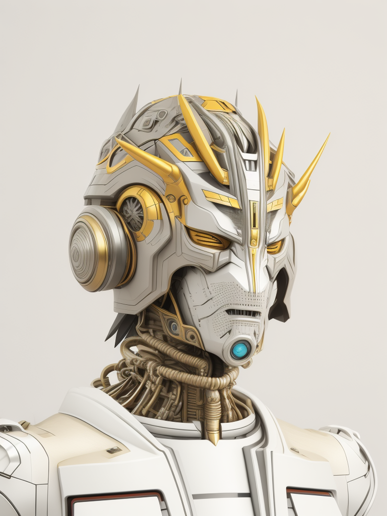 robot head by mr_z_z__1 the world is yours sandman 7, in the style of dark silver and yellow, meticulous linework precision, mecha anime, manticore, tokina at-x 11-16mm f 2.8 pro dx ii, detailed character design, junglecore