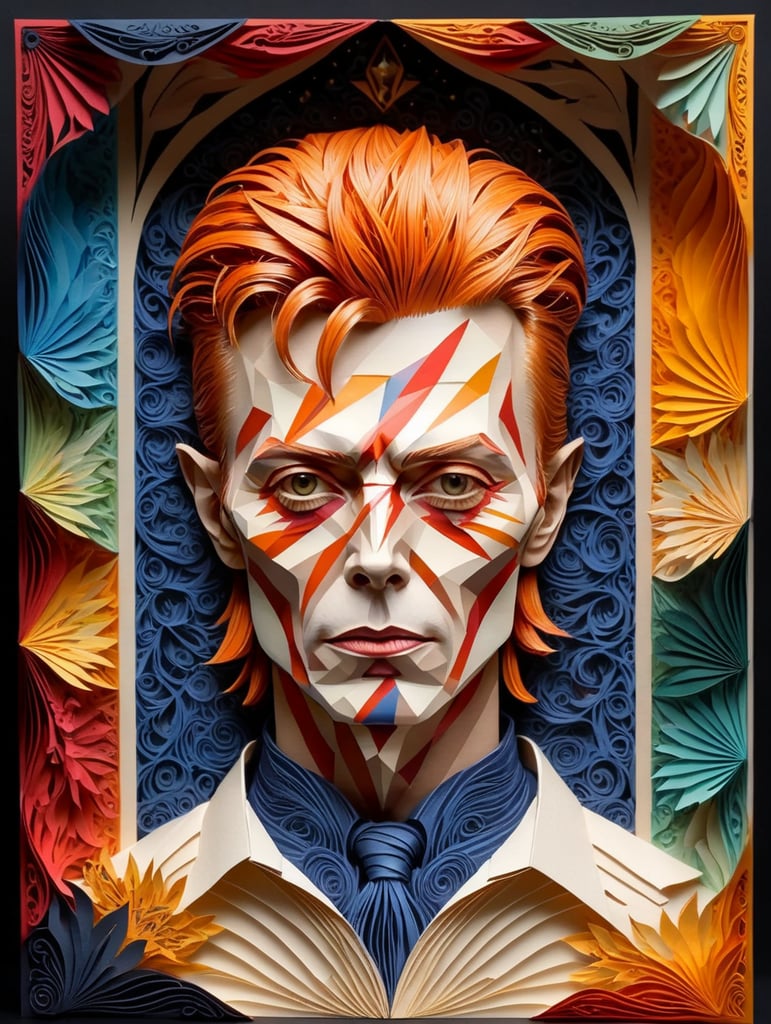David Bowies Kopf wie eine Tarotkarte von A.E. Waite