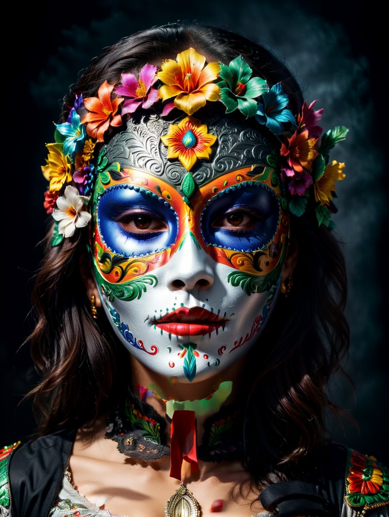 mulher com mascara mexicana
