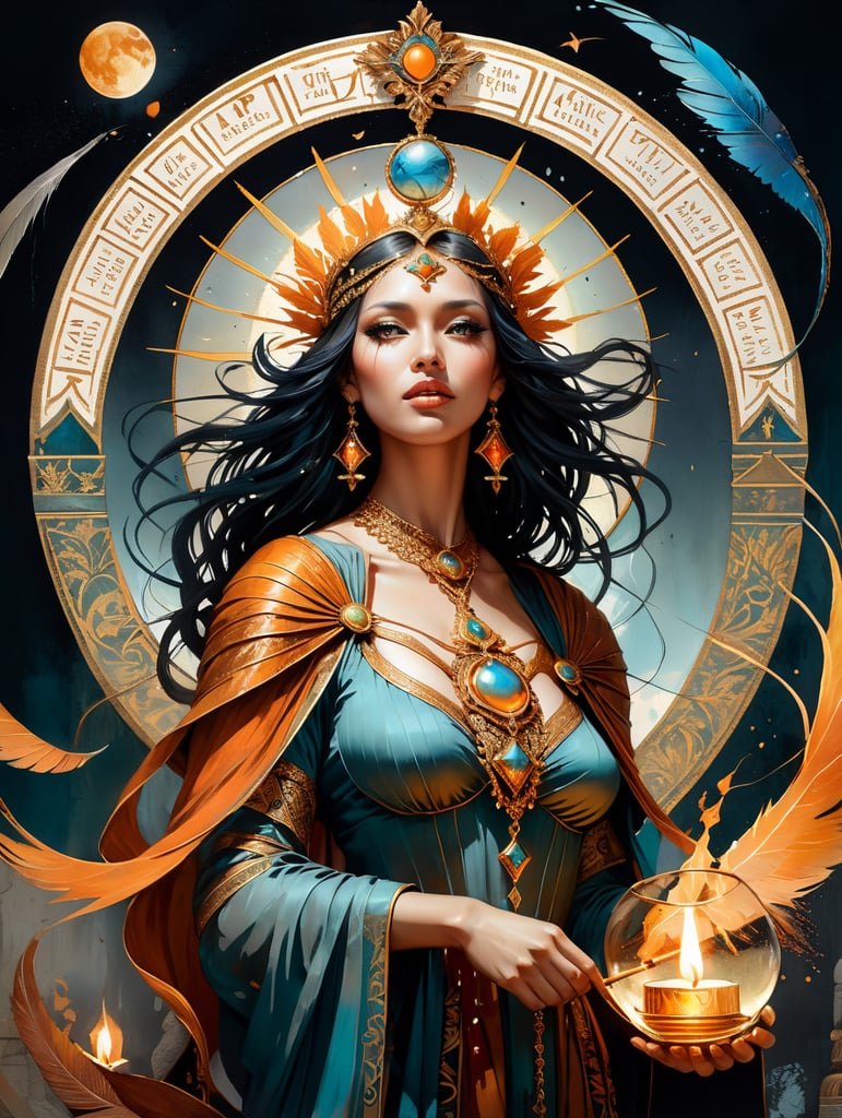 Temperance tarot card in medieval style