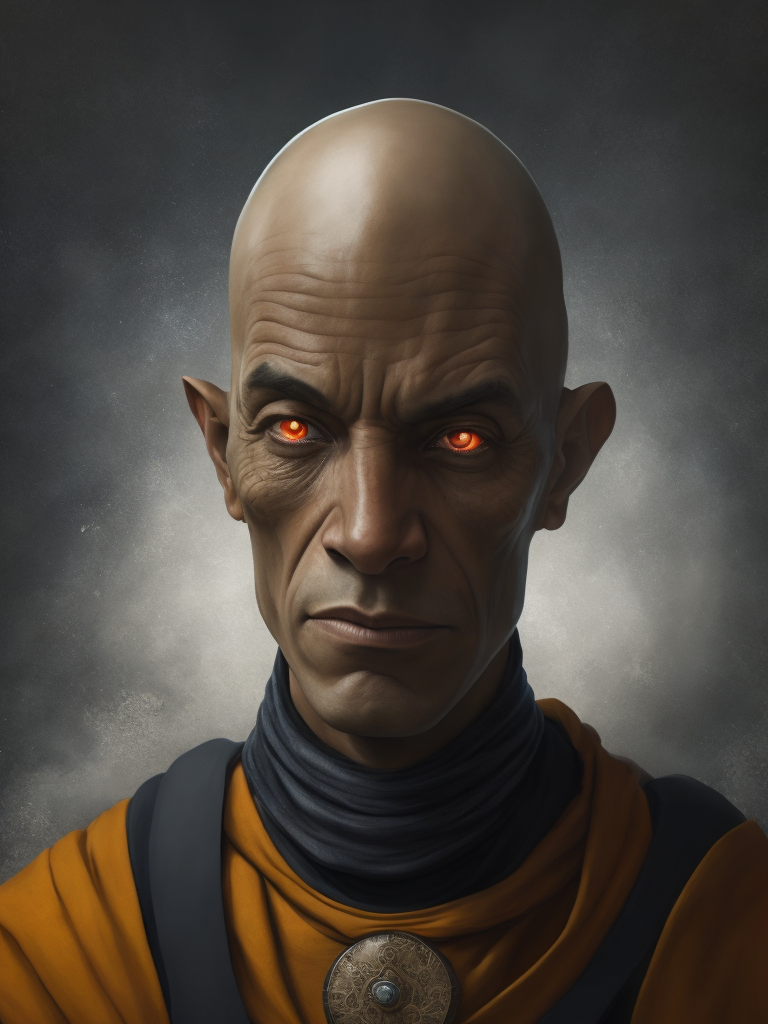 Cyborg Monk, in the style of Hieronymus Bosch