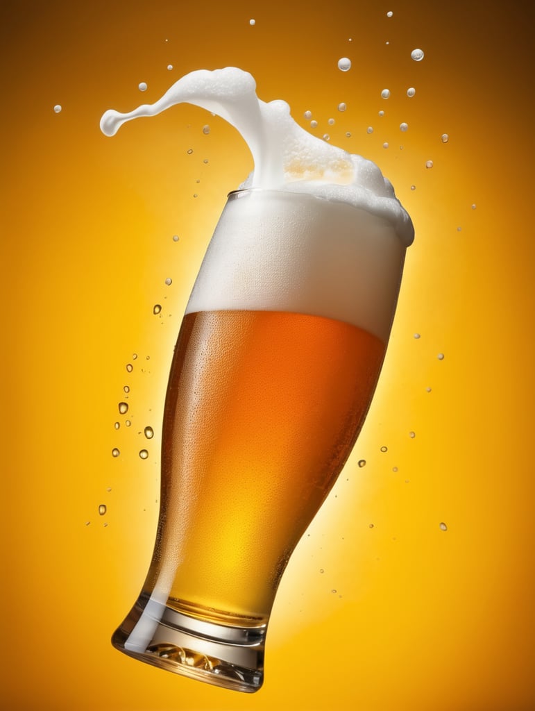 professional photo of a beer glass, Beer foam coming out of a glass