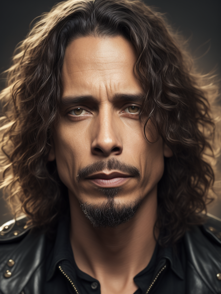 Close up photo of the face of Singer Chris Cornell of the band Soundgarden