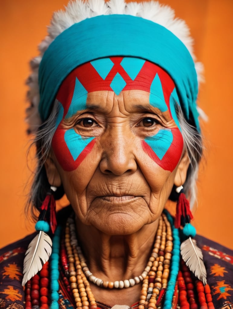 native american old woman in national dress