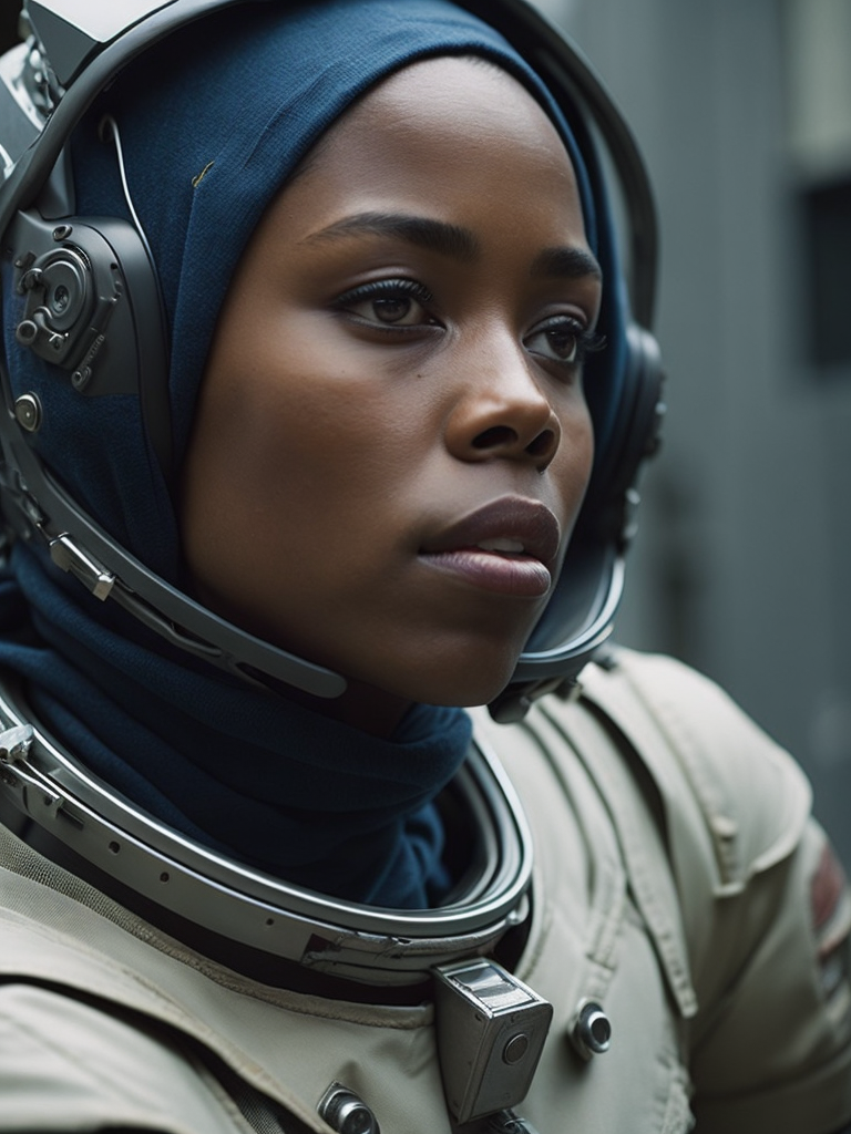 a black chubby women an astronaut