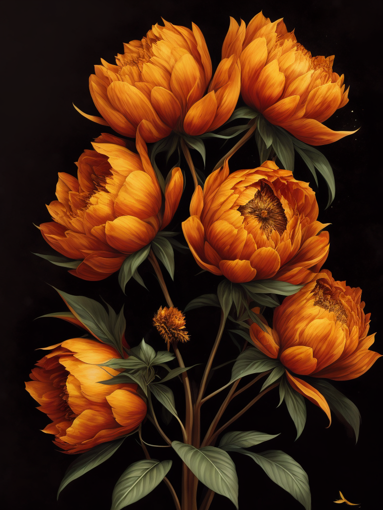 beautifully, big 3 dark red peonys, bright and saturated colors, elegant, highly detailed, sharp focus, bright expressive, dramatic lighting, depth of field, incredibly high detailed, with black background