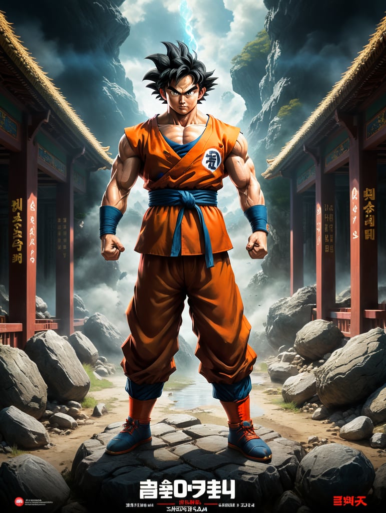 A north korean-style propaganda poster showing an adult Son Goku, alone, asking the viewer, in English "borrow me your energy today". At the foot of the poster it reads "the Genki-dama is all of us, do your part to save Universe 7" in Cyrillic-looking latin characters.