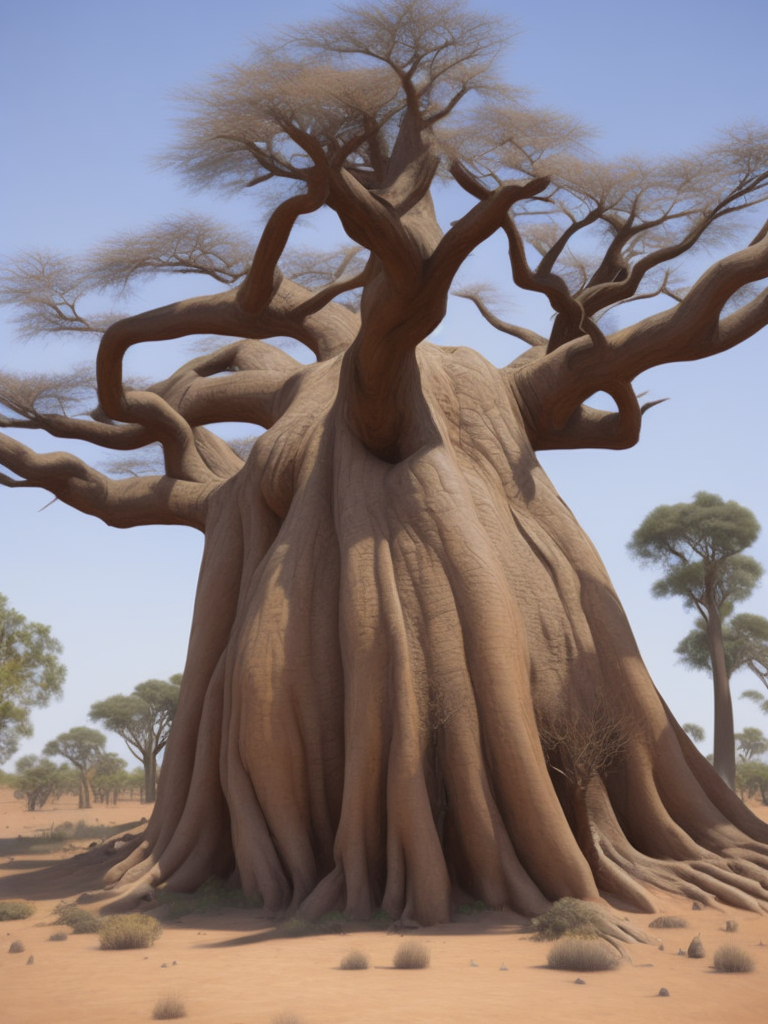 Baobab tree, savanna, Depth of field, Incredibly high detailed