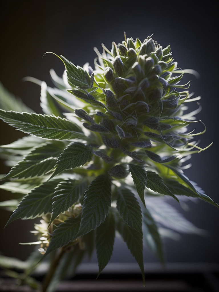 A macro photo of a cannabis flower, macro photography, close-up, high-quality details, deep focus, professional shot