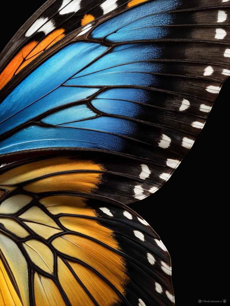 colorful morpho butterfly wings on black background