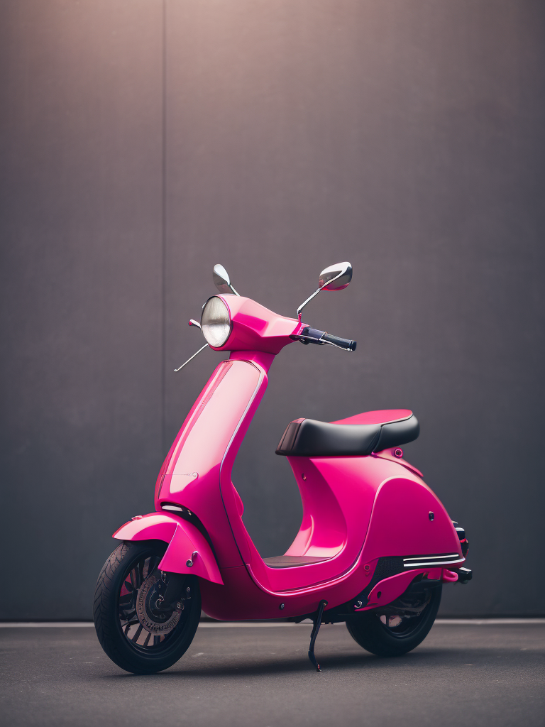 A bright pink electric moped designed by dieter rams, modern, sleek design