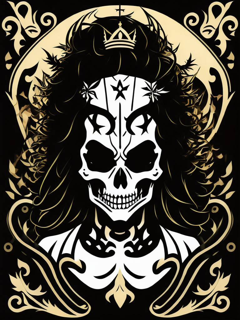 A vector art of a queen skeleton tattoo
