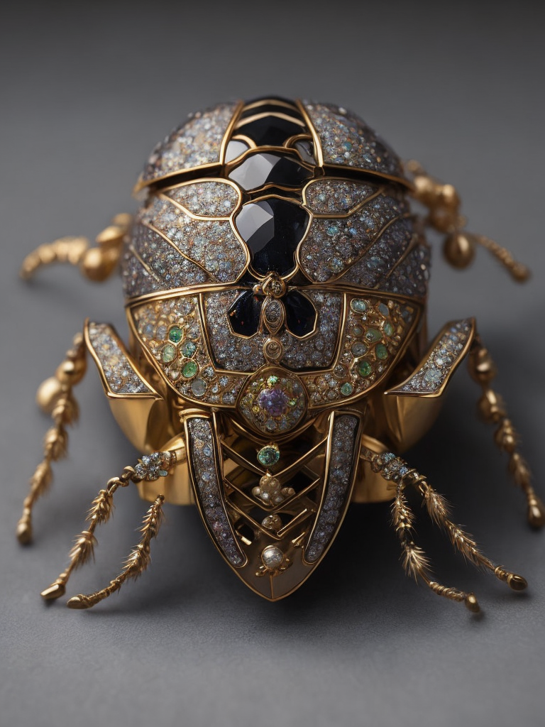 Beetle brooch made from various gems