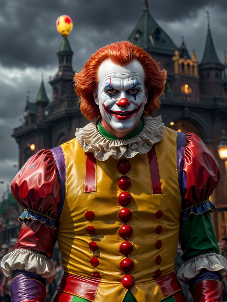 Ronald McDonald with a face of a Joker