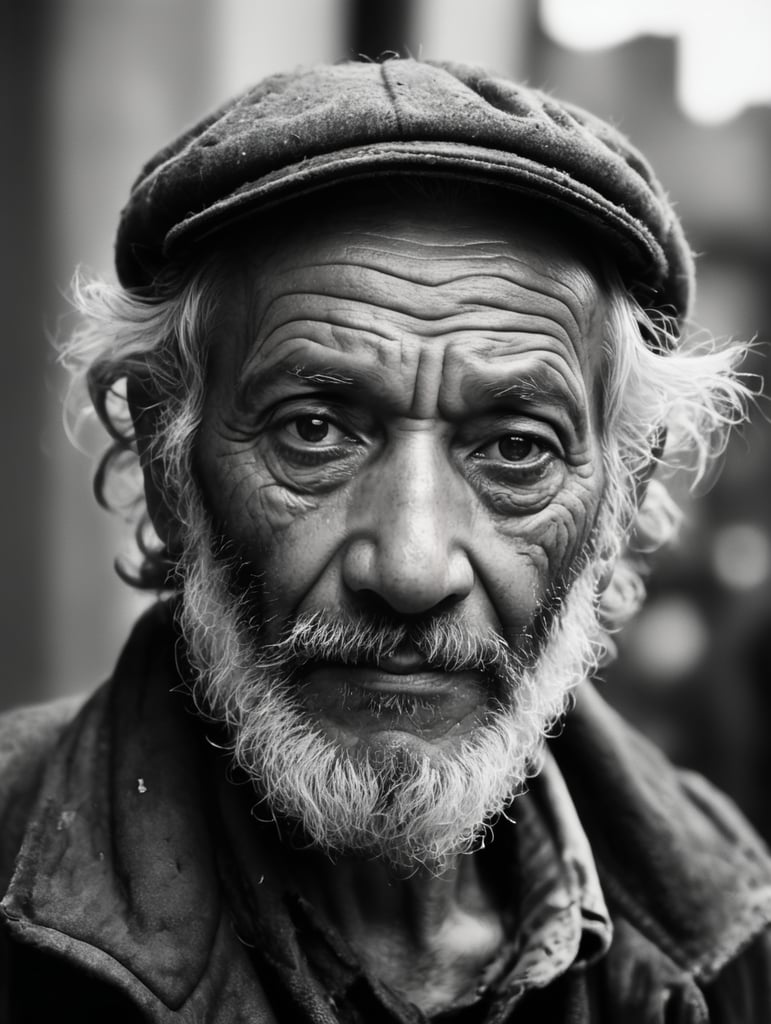 (Old homeless man portrait:1.2), messy beard, crazy, painful , RAW dramatic cinema, studio, 16mm, ((ilford delta 3200)), ((remarcable b )), (ultra realistic), textured skin, remarcable detailed pupils, ((realistic dull skin noise)), ((visible skin detail)), ((skin fuzz)), ((dry skin)), shoot with cinematic camera, fuji x-t4, hight contrast, Rembrandt light, (dim light:1.5), challenging the viewer