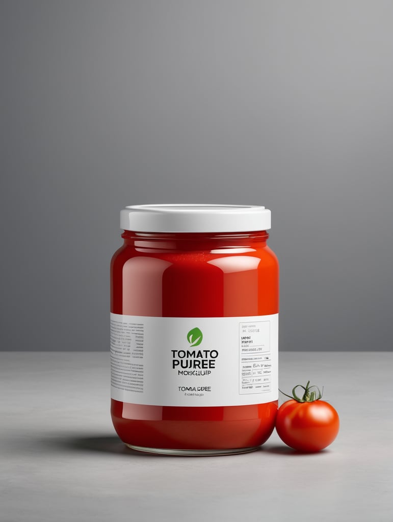 tomato puree jar mockup, no label, isolated, grey background