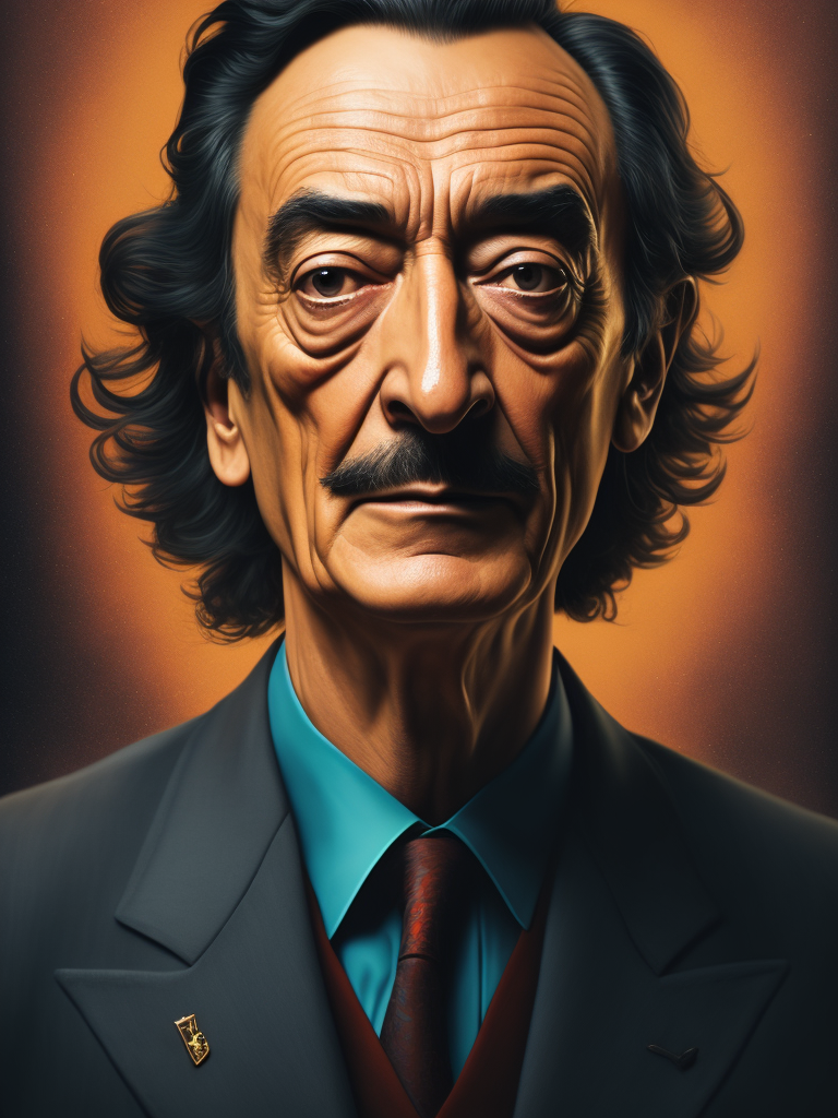 Salvador dali's portrait in vibrant colour using his painting style