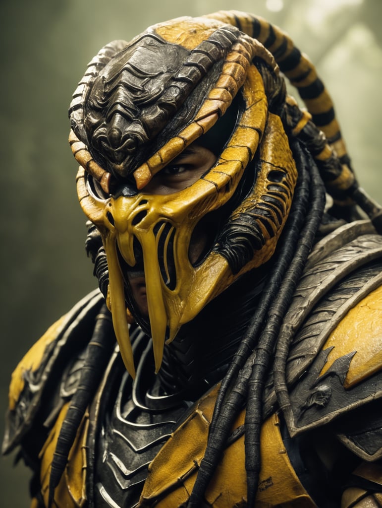 Scorpion from mortal Kombat mixed with the predator