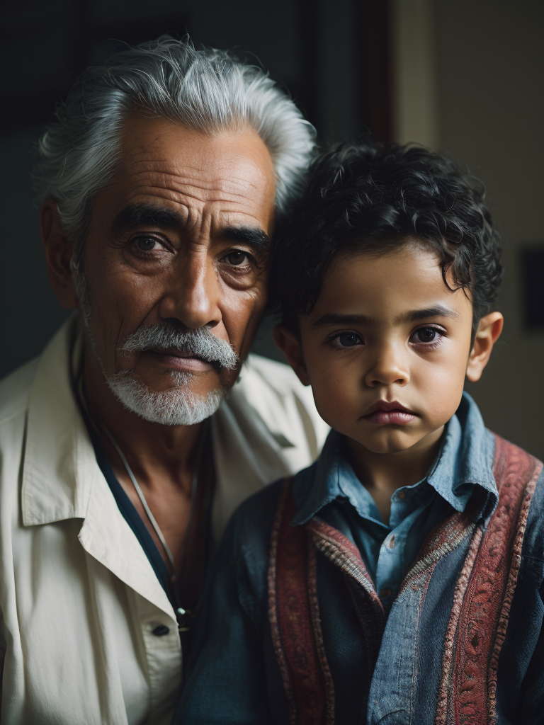 Abuelo latino con nieto