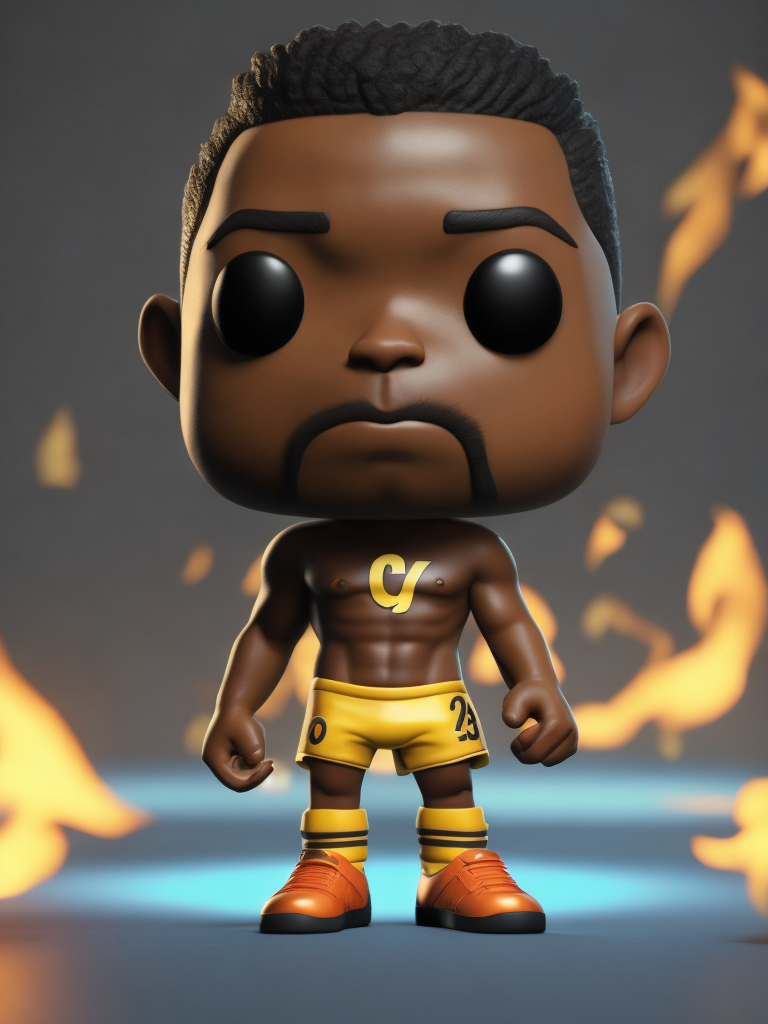 Full body 3d render of funko pop Pele