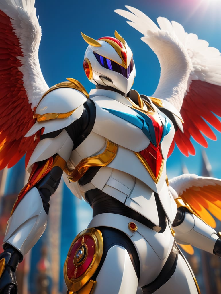 Jun The Swan Gatchaman G Force, intricately detailed, color depth, dramatic, side light, colorful background intricate details, beautifully shot, sharp focus, 64 megapixels, perfect composition, high contrast, cinematic, atmospheric, moody, sunshine rays, bokeh