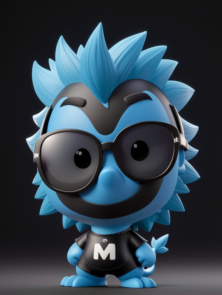 cartoon character with black sunglasses, cartoon, isolated, black background